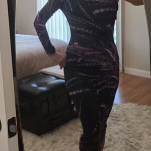 Roberto Cavalli Black and Purple Midi Dress